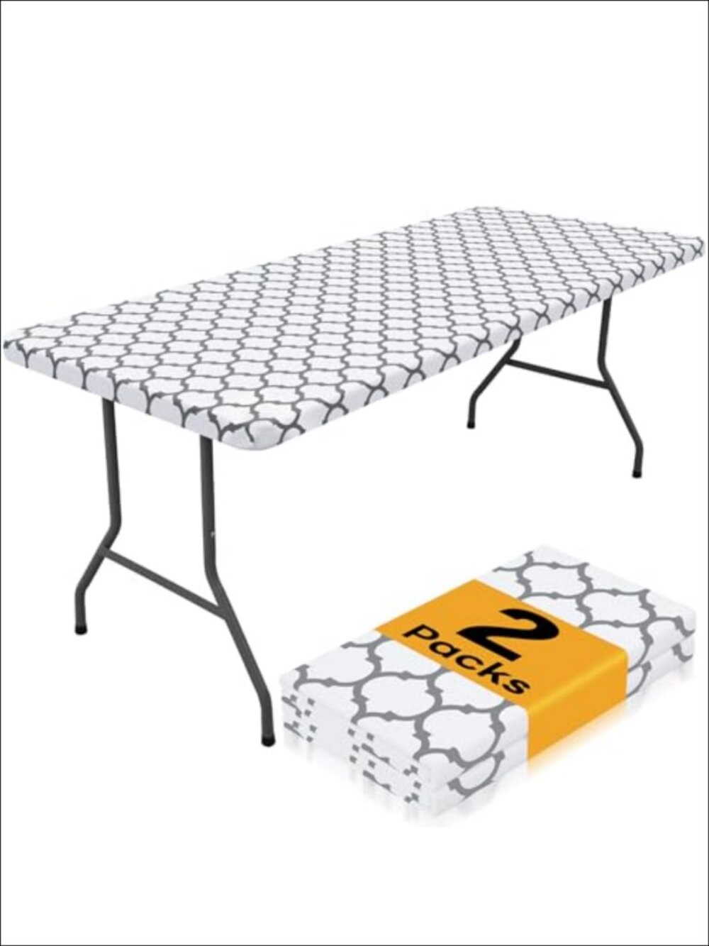 2 Pack Waterproof Elastic Fitted Polyester Tablecloth 30x72 Outdoor Picnic